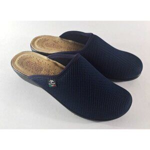 Womens Fly Flot Leather Slip On Shoes Clogs Blue Mesh Italy Comfort Size 40 9